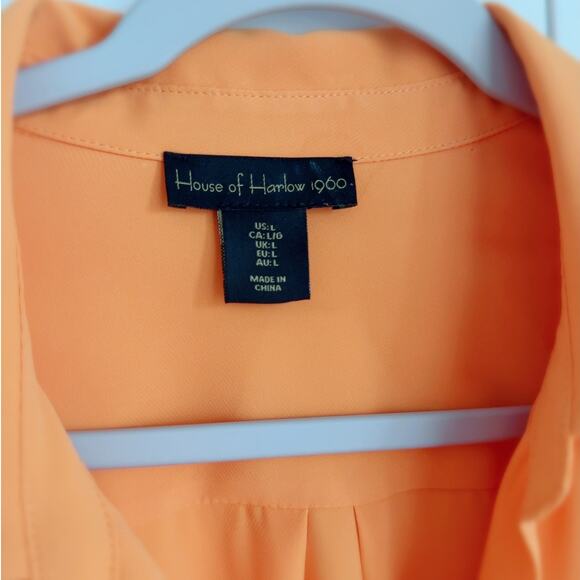 House of Harlow 1960 Orange Mini Wrap Dress Long Sleeve happy Fun Statement - Picture 3 of 7